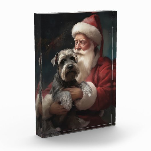 Schnauzer met Sinterklaas Feestelijke Kerstmis Fotoblokken (Links)