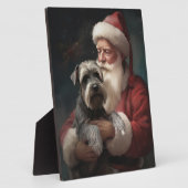 Schnauzer met Sinterklaas Feestelijke Kerstmis Fotoplaat (Zijkant)