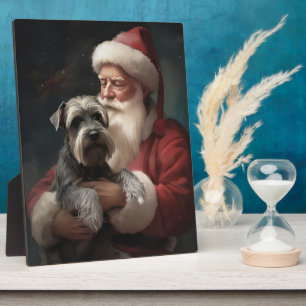 Schnauzer met Sinterklaas Feestelijke Kerstmis Fotoplaat