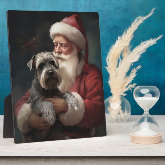 Schnauzer met Sinterklaas Feestelijke Kerstmis Fotoplaat (Zijkant)