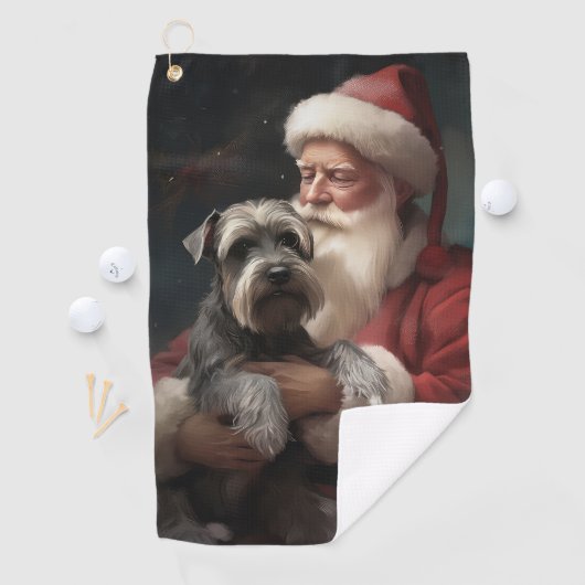 Schnauzer met Sinterklaas Feestelijke Kerstmis Golfhanddoek (Insitu)