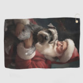 Schnauzer met Sinterklaas Feestelijke Kerstmis Golfhanddoek (Horizontaal)
