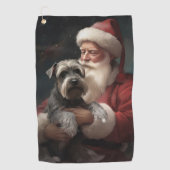 Schnauzer met Sinterklaas Feestelijke Kerstmis Golfhanddoek (Voorkant)