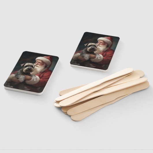 Schnauzer met Sinterklaas Feestelijke Kerstmis Handwaaier (Niet-gemonteerd)