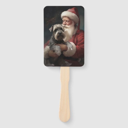 Schnauzer met Sinterklaas Feestelijke Kerstmis Handwaaier (Voorkant)