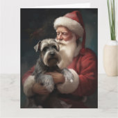 Schnauzer met Sinterklaas Feestelijke Kerstmis Kaart (Voorkant)