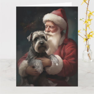 Schnauzer met Sinterklaas Feestelijke Kerstmis Kaart