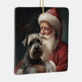 Schnauzer met Sinterklaas Feestelijke Kerstmis Keramisch Ornament (Rechts)