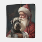 Schnauzer met Sinterklaas Feestelijke Kerstmis Keramisch Ornament (Links)