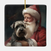 Schnauzer met Sinterklaas Feestelijke Kerstmis Keramisch Ornament (Achterkant)