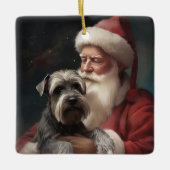 Schnauzer met Sinterklaas Feestelijke Kerstmis Keramisch Ornament (Voorkant)