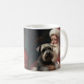 Schnauzer met Sinterklaas Feestelijke Kerstmis Koffiemok (Voorkant rechts)