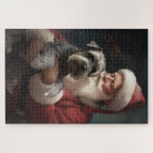 Schnauzer met Sinterklaas Feestelijke Kerstmis Legpuzzel (Horizontaal)