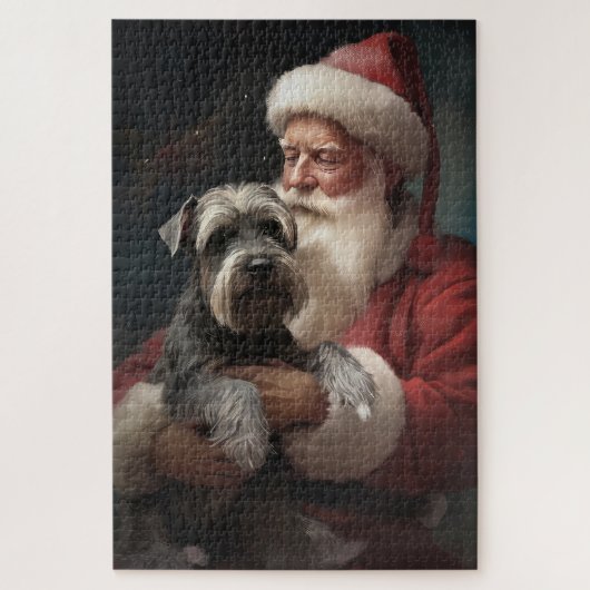 Schnauzer met Sinterklaas Feestelijke Kerstmis Legpuzzel (Verticaal)