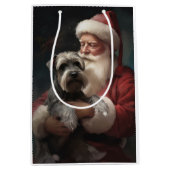 Schnauzer met Sinterklaas Feestelijke Kerstmis Medium Cadeauzakje (Voorkant)