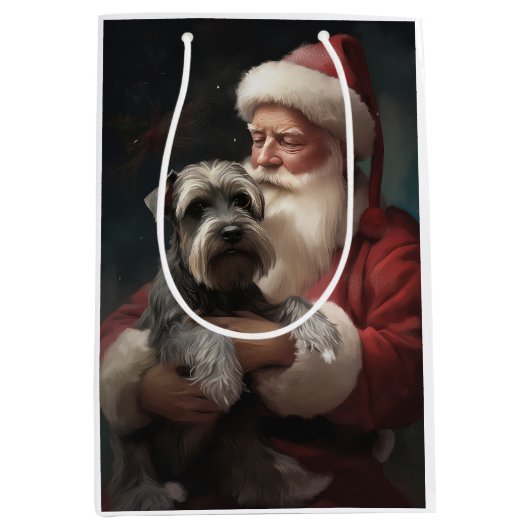 Schnauzer met Sinterklaas Feestelijke Kerstmis Medium Cadeauzakje (Voorkant)