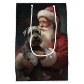 Schnauzer met Sinterklaas Feestelijke Kerstmis Medium Cadeauzakje (Achterkant)