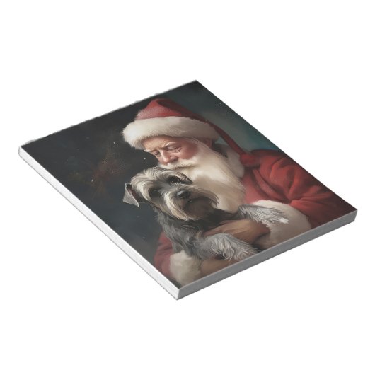 Schnauzer met Sinterklaas Feestelijke Kerstmis Notitieblok (Schuin)
