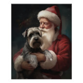 Schnauzer met Sinterklaas Feestelijke Kerstmis Perfect Poster (Voorkant)