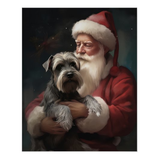 Schnauzer met Sinterklaas Feestelijke Kerstmis Perfect Poster (Voorkant)