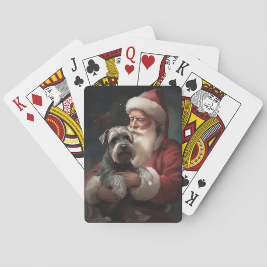 Schnauzer met Sinterklaas Feestelijke Kerstmis Pokerkaarten (Achterkant)