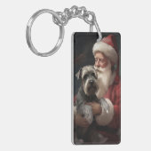Schnauzer met Sinterklaas Feestelijke Kerstmis Sleutelhanger (Voorkant Links)