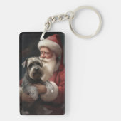 Schnauzer met Sinterklaas Feestelijke Kerstmis Sleutelhanger (achterkant)