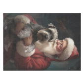 Schnauzer met Sinterklaas Feestelijke Kerstmis Tafelkleed (Voorkant (Horizontaal))
