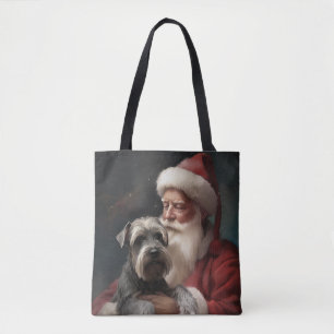 Schnauzer met Sinterklaas Feestelijke Kerstmis Tote Bag