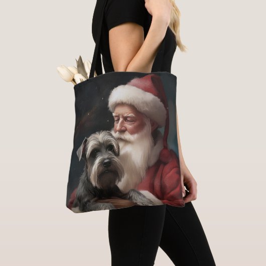 Schnauzer met Sinterklaas Feestelijke Kerstmis Tote Bag (Dichtbij)