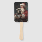 Schnauzer met Sinterklaas Festive Kerstmis Handwaaier (Voorkant)