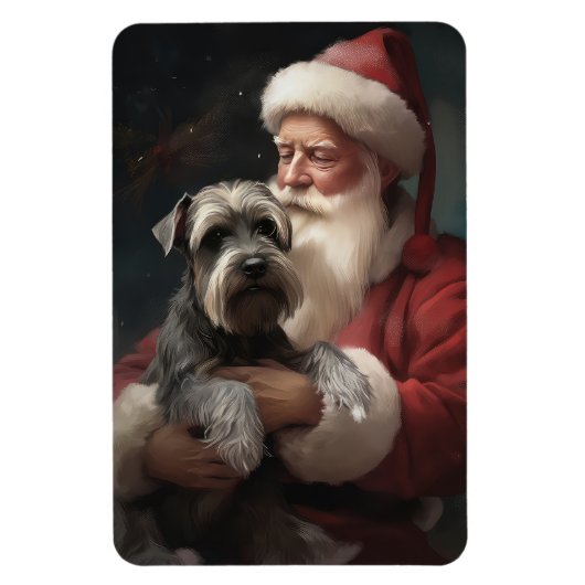 Schnauzer met Sinterklaas Festive Kerstmis Magneet (Verticaal)
