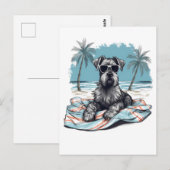 Schnauzer met zonnebril op het strand briefkaart (Voorkant / Achterkant)
