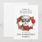 Schnauzer Mini Waterverf Poinsettia Kerst Feestdagenkaart (Voorkant / Achterkant)