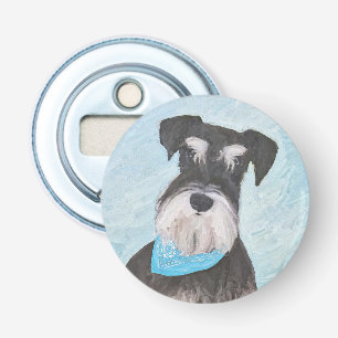 Schnauzer (miniatuur) schilderen - Stomme oorspron Button Flesopener