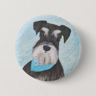 Schnauzer (miniatuur) schilderen - Stomme oorspron Ronde Button 5,7 Cm
