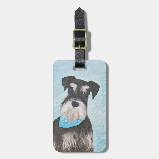 Schnauzer (miniatuur) schilderen - Stomme originel Bagagelabel (Voorkant verticaal)