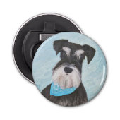 Schnauzer (miniatuur) schilderen - Stomme originel Button Flesopener (Voorkant)
