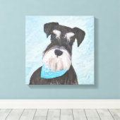 Schnauzer (miniatuur) schilderen - Stomme originel Canvas Afdruk (Insitu (Houten vloer))