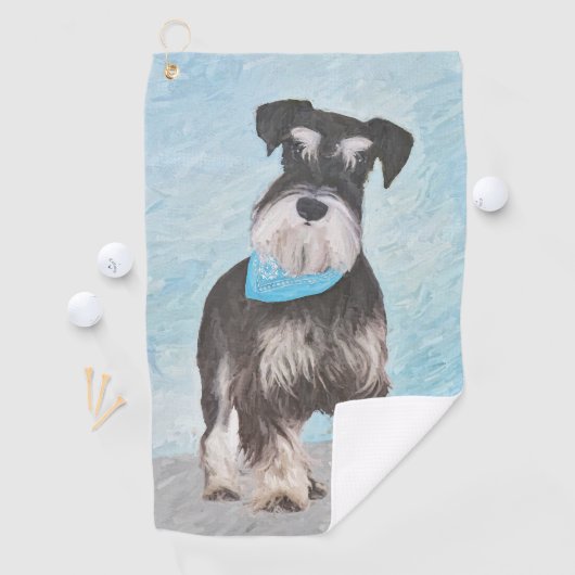 Schnauzer (miniatuur) schilderen - Stomme originel Golfhanddoek (Insitu)