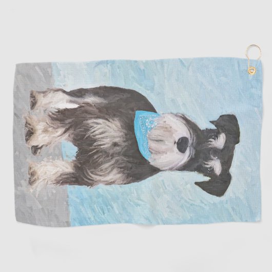 Schnauzer (miniatuur) schilderen - Stomme originel Golfhanddoek (Horizontaal)