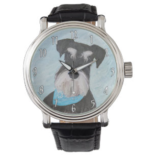 Schnauzer (miniatuur) schilderen - Stomme originel Horloge