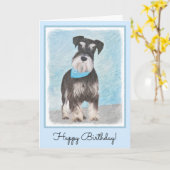 Schnauzer (miniatuur) schilderen - Stomme originel Kaart (Gele Bloem)