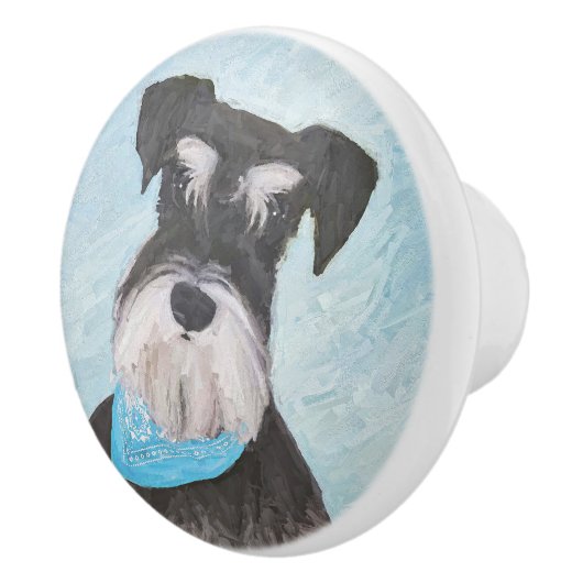 Schnauzer (miniatuur) schilderen - Stomme originel Keramische Knop (Rechts)