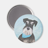 Schnauzer (miniatuur) schilderen - Stomme originel Magneet (Voorkant / Achterkant)
