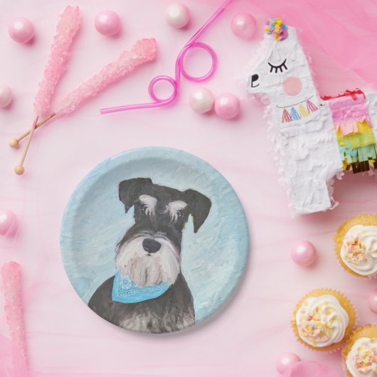 Schnauzer (miniatuur) schilderen - Stomme originel Papieren Bordje