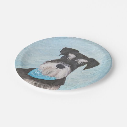 Schnauzer (miniatuur) schilderen - Stomme originel Papieren Bordje (Gekanteld)