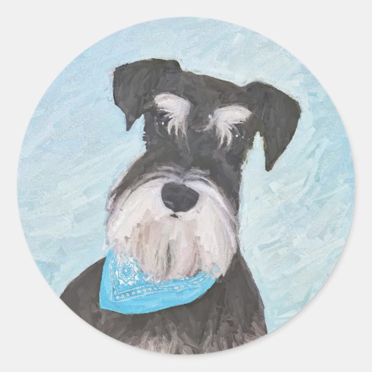 Schnauzer (miniatuur) schilderen - Stomme originel Ronde Sticker (Voorkant)