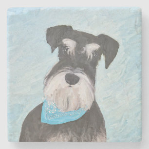 Schnauzer (miniatuur) schilderen - Stomme originel Stenen Onderzetter