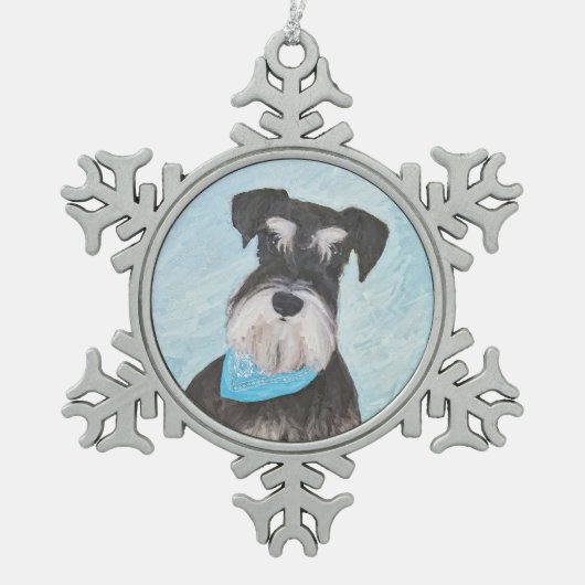 Schnauzer (miniatuur) schilderen - Stomme originel Tin Sneeuwvlok Ornament (Voorkant)